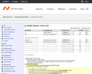 Namecheap host records